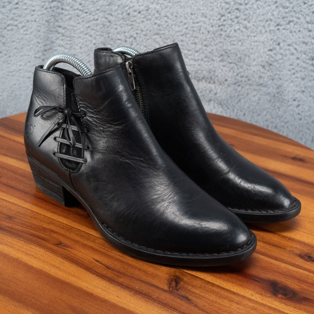 Born Boots Womens Size 7.5 M Black Leather Chelsea Ankle Booties Pull On F29503